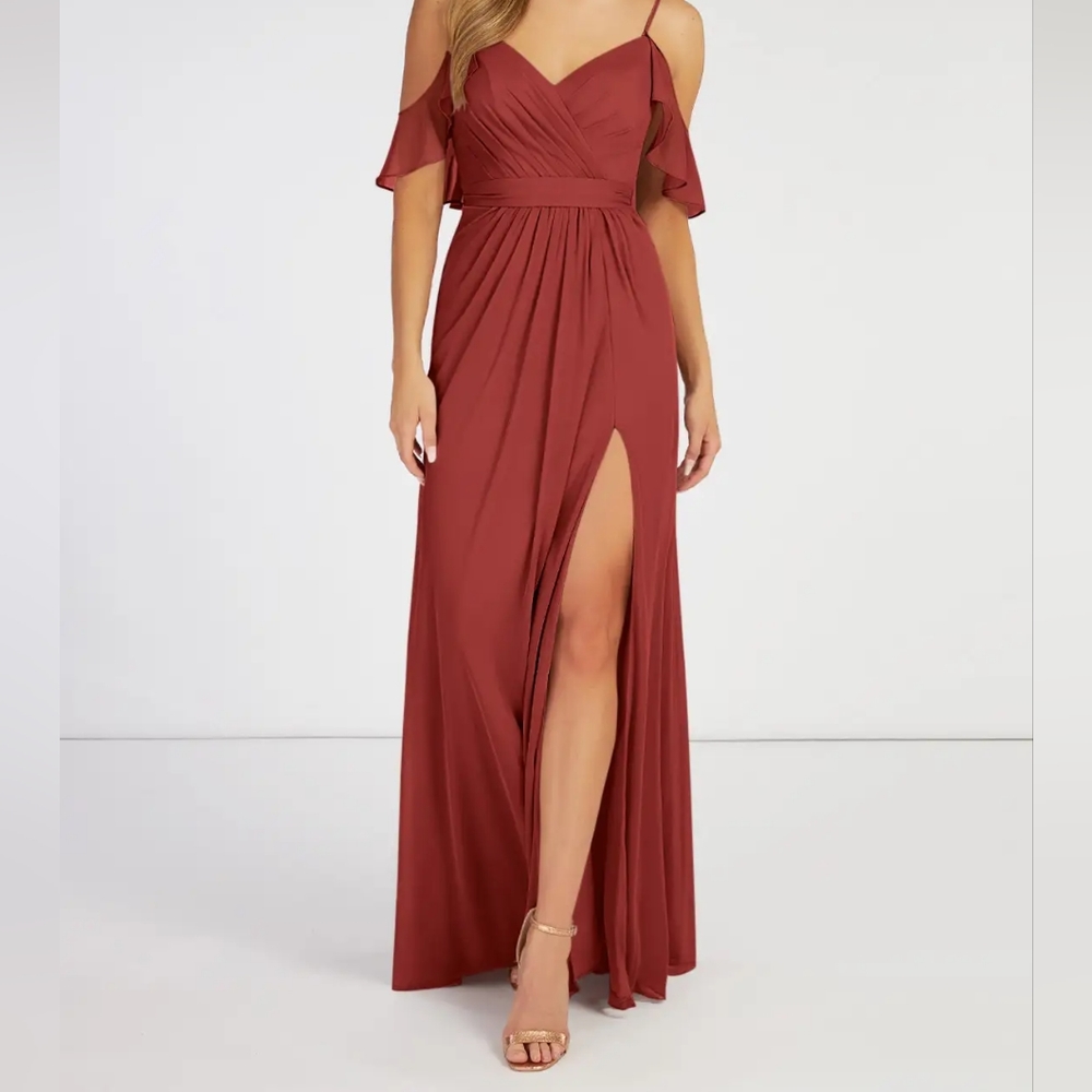 Azazie Size 6 Rust Long Bridesmaid/Formal/Prom Dress